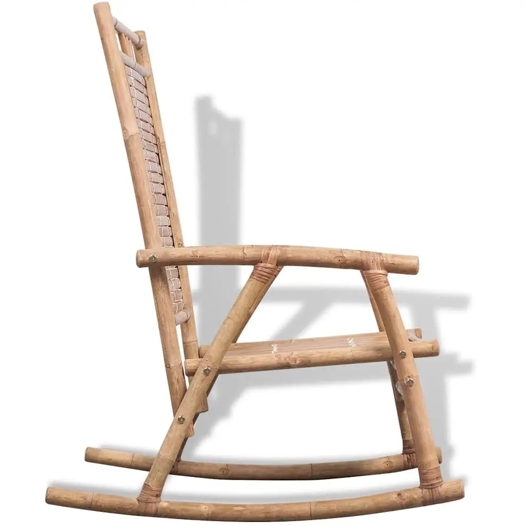Bamboo Rocking Chair Brown Indoor Outdoor Furniture Relaxation for Garden Patio