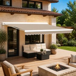 Awning Replacement Fabric Beige 4 x 3 m Outdoor Window Door Sun Shade Polyester