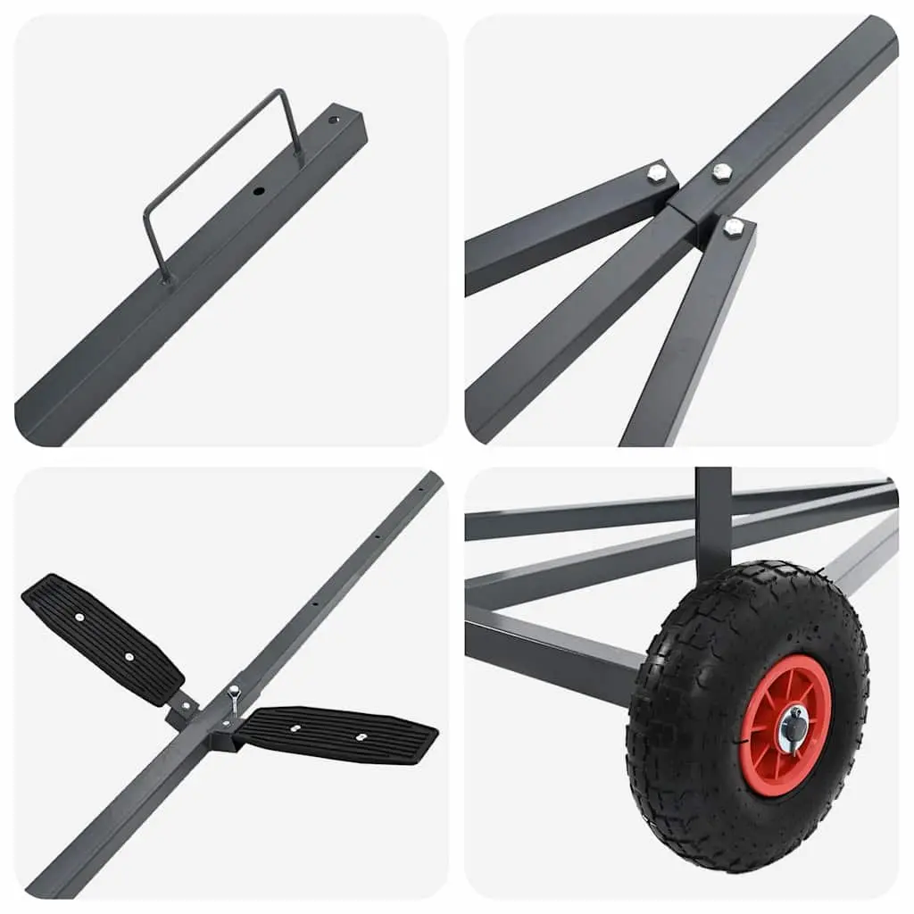Boat Trailer Steel Frame Grey 302 x 107 x 42 cm Durable Powder-Coated Construction