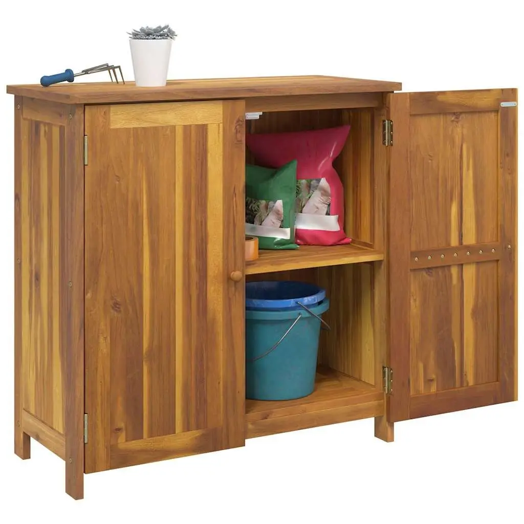 Garden Storage Cabinet with Shelf Door Solid Acacia Wood Outdoor Furniture