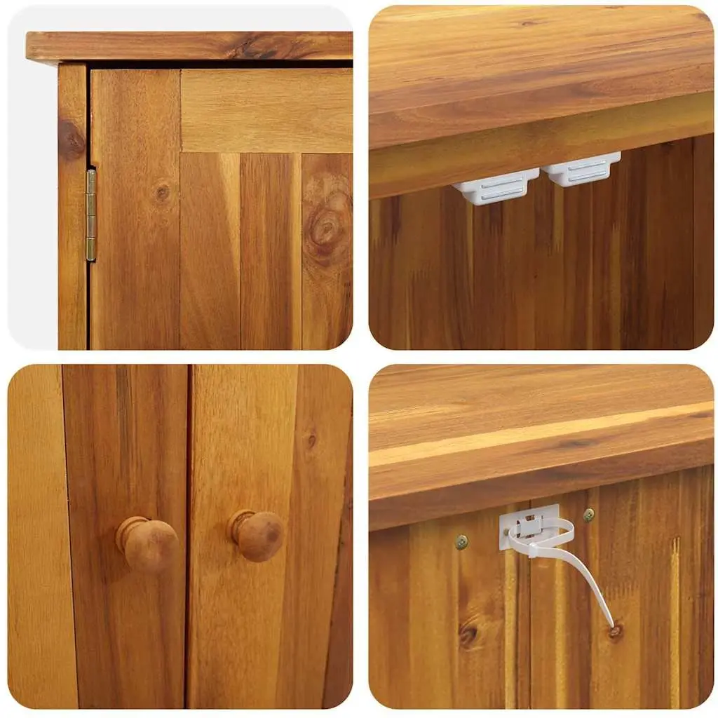 Garden Storage Cabinet with Shelf Door Solid Acacia Wood Outdoor Furniture