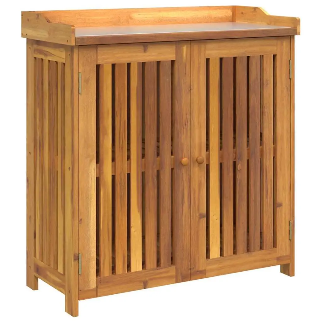 Garden Storage Cabinet Solid Acacia Wood Outdoor Furniture with Adjustable