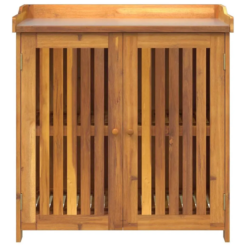 Garden Storage Cabinet Solid Acacia Wood Outdoor Furniture with Adjustable