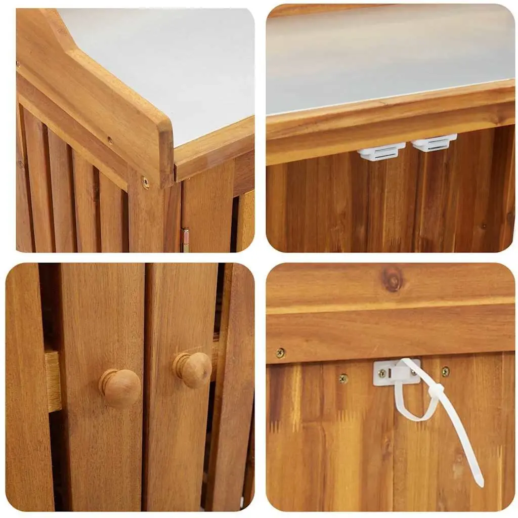 Garden Storage Cabinet Solid Acacia Wood Outdoor Furniture with Adjustable