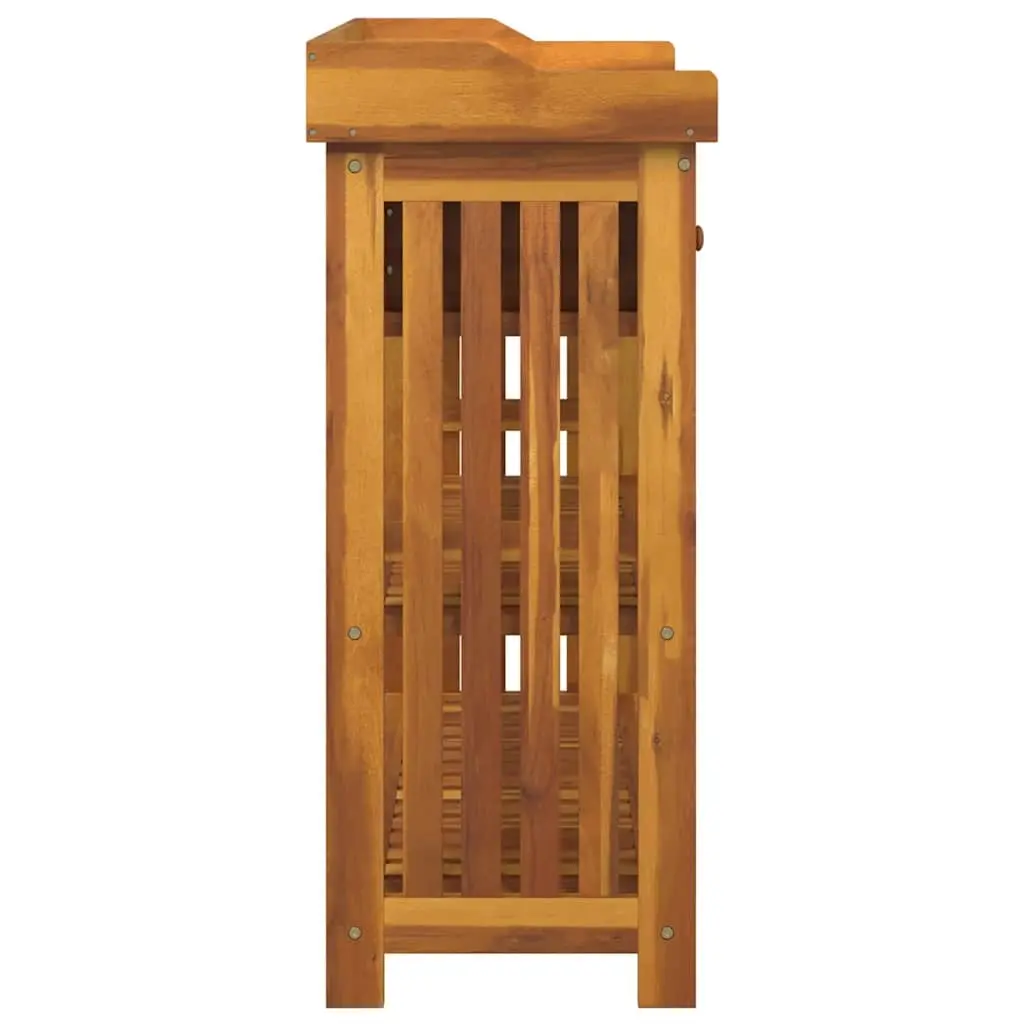 Garden Cabinet Brown Solid Acacia Wood Outdoor Storage 93 x 41.5 x 98cm Shelves and Drawers