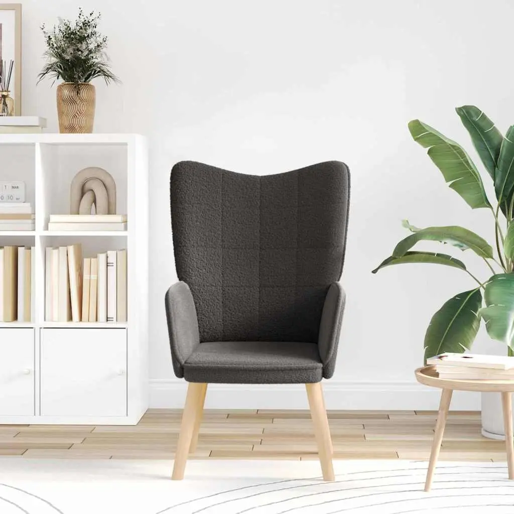 Armchair Dark Grey Sherpa Fabric Ergonomic Padded Armrests