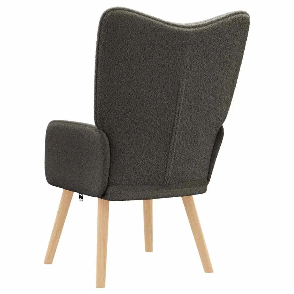 Armchair Dark Grey Sherpa Fabric Ergonomic Padded Armrests
