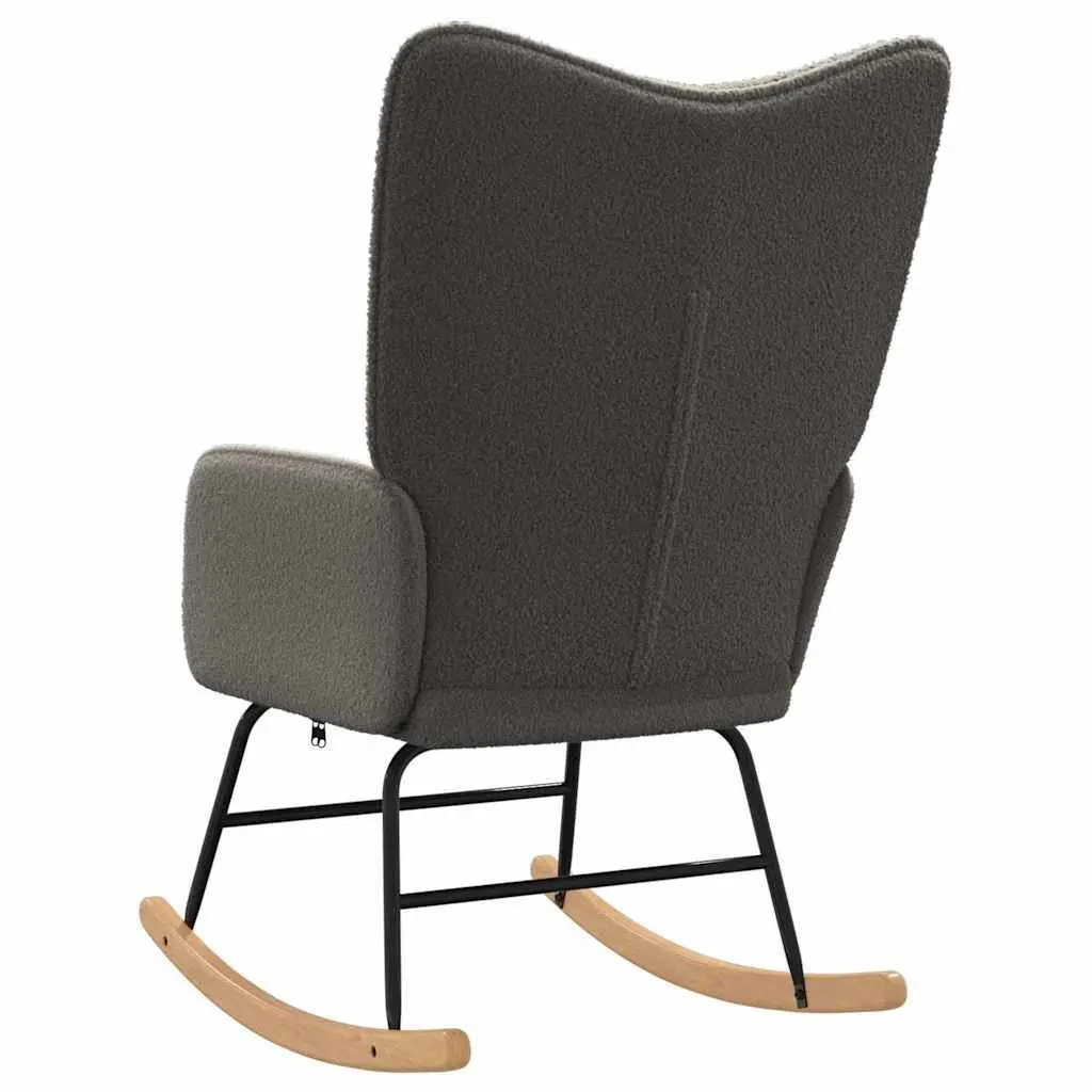 Rocking Chair Grey Sherpa Fabric Padded Armrests Living Room Bedroom Office