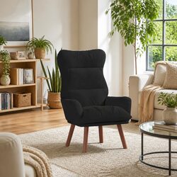 Concise Black Velvet Armchair with Essential Features