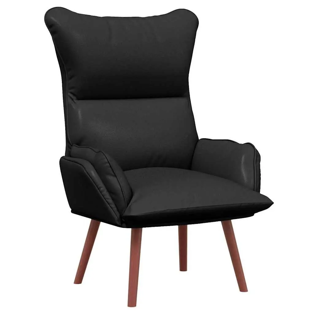 Armchair Black Modern Faux Leather Cushioned Armrests