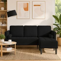 Black Modular Sofa Set with Cushion Modern Living Room Sectional Couch