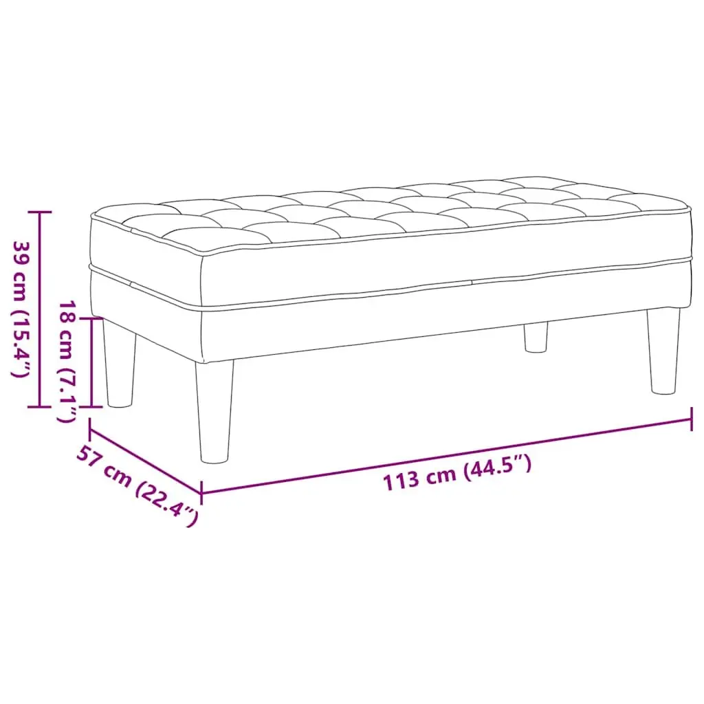 Bench with Cushion Dark Grey 113 x 57 x 39 cm Modern Ottoman Seating