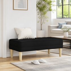 Compact Black Bench Ottoman with Cushion, Easy to Assemble 113 x 57 x 39 cm