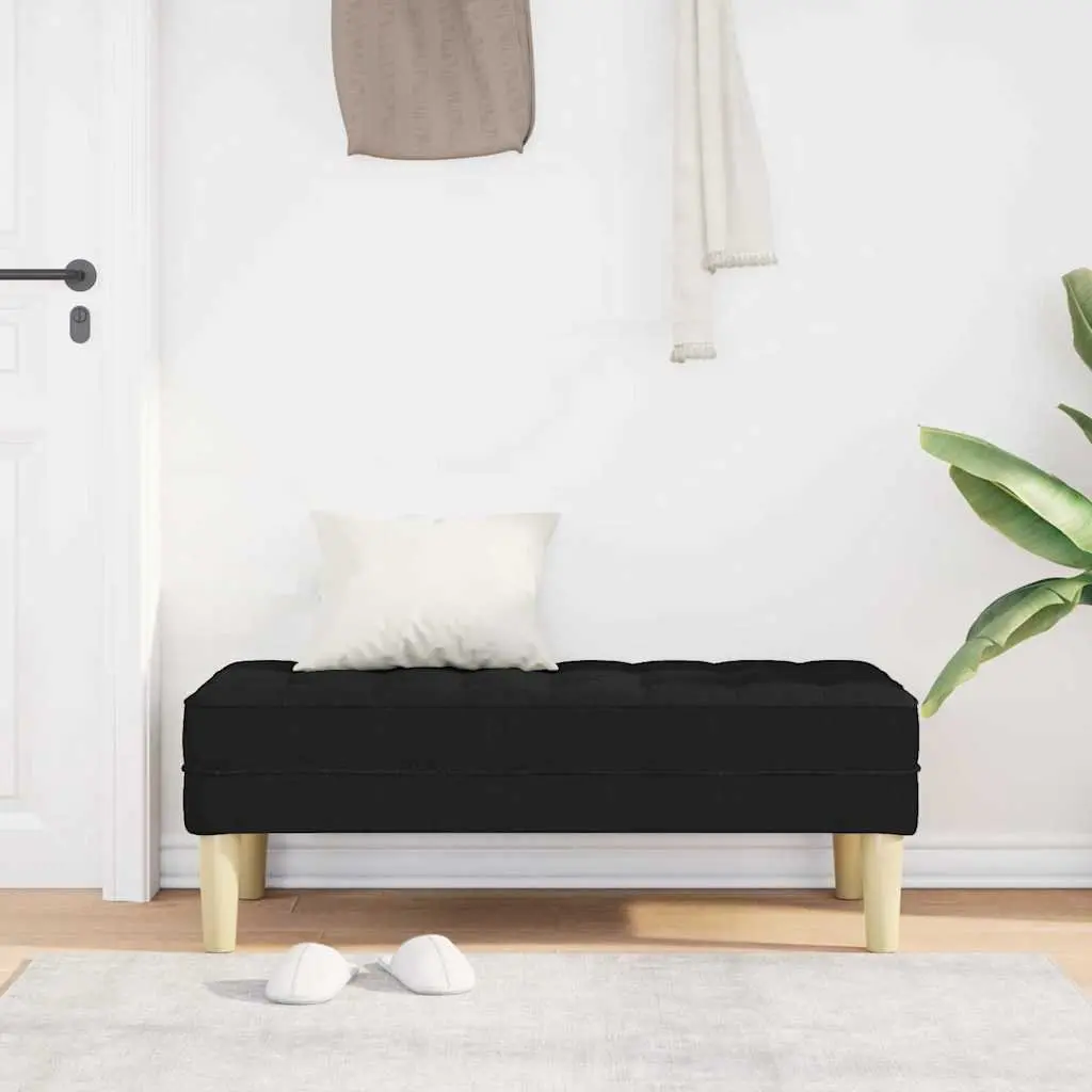 Bench Ottoman Black 113 x 57 x 39 cm Cushion Plywood Construction