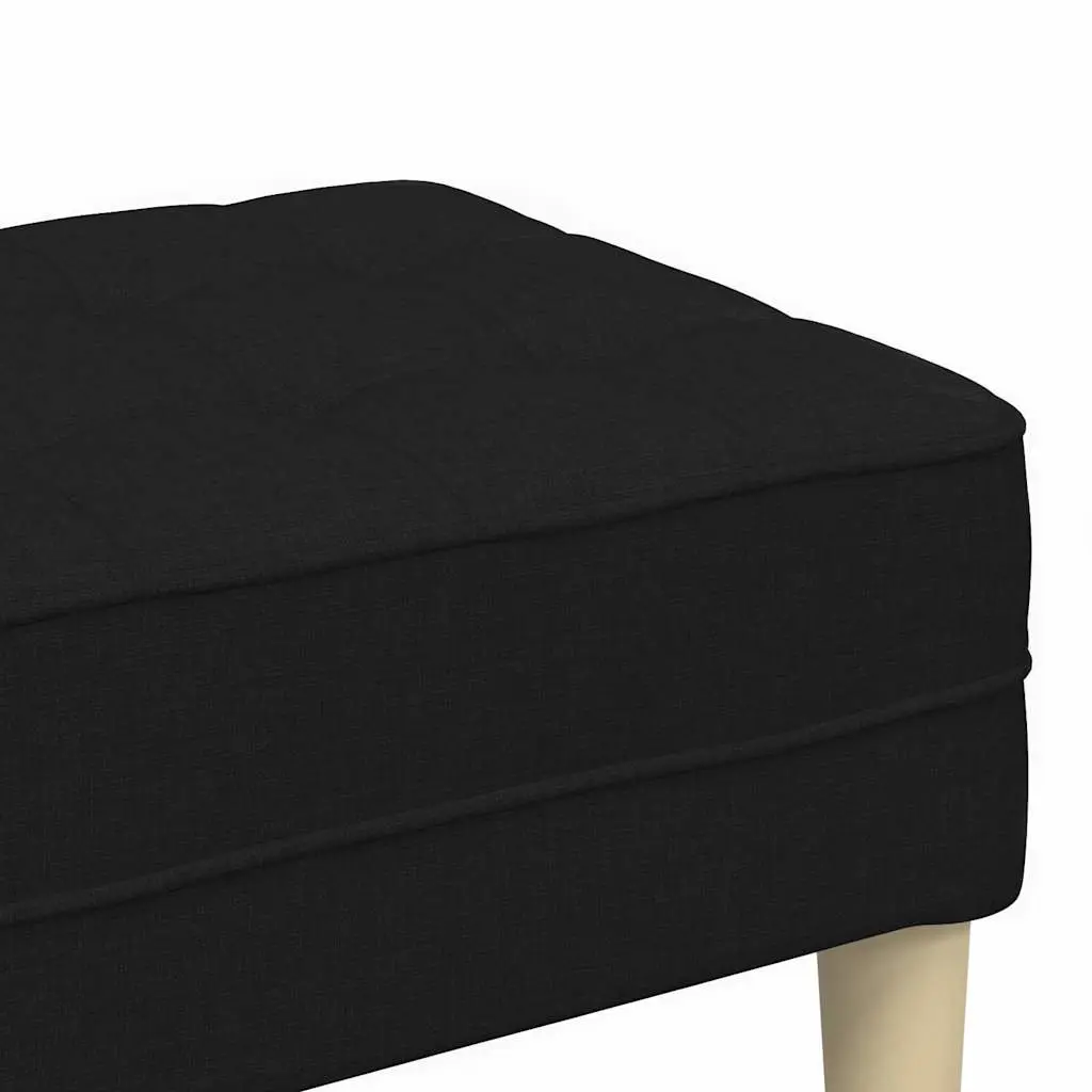 Bench Ottoman Black 113 x 57 x 39 cm Cushion Plywood Construction