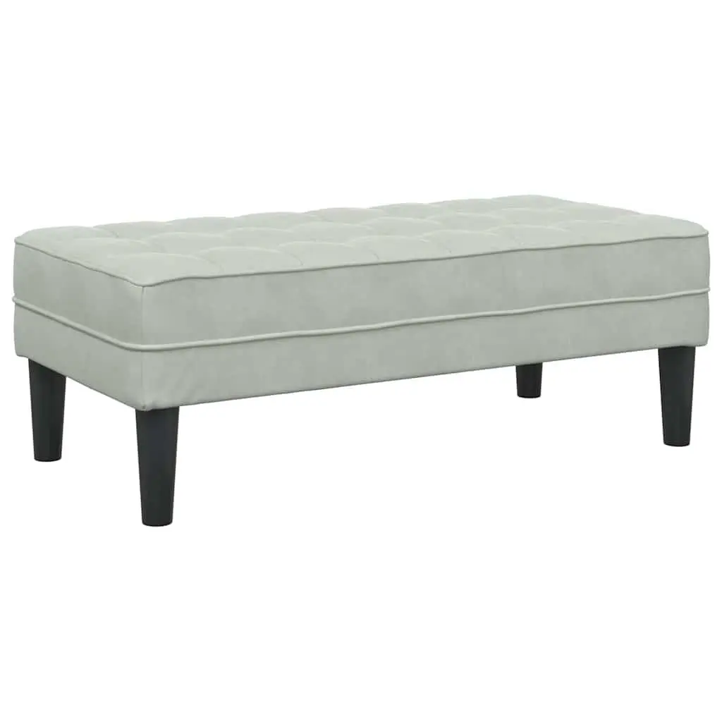 Bench with Cushion Light Grey Modern Velvet Ottoman Living Room Seating