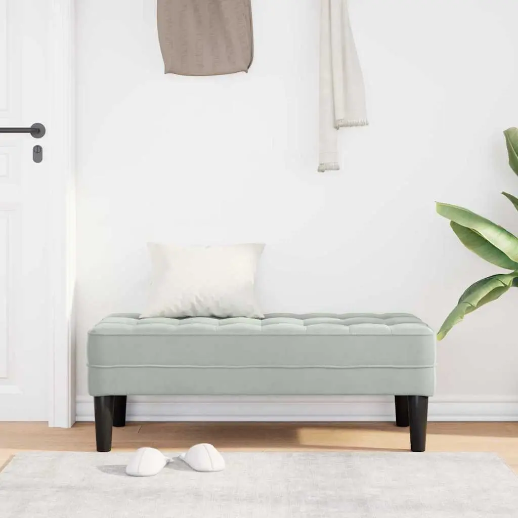 Bench with Cushion Light Grey Modern Velvet Ottoman Living Room Seating