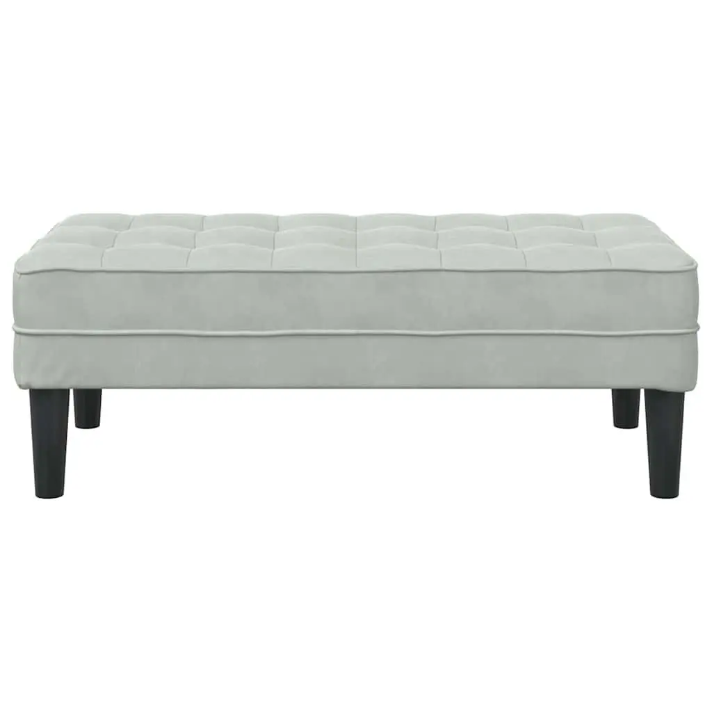 Bench with Cushion Light Grey Modern Velvet Ottoman Living Room Seating