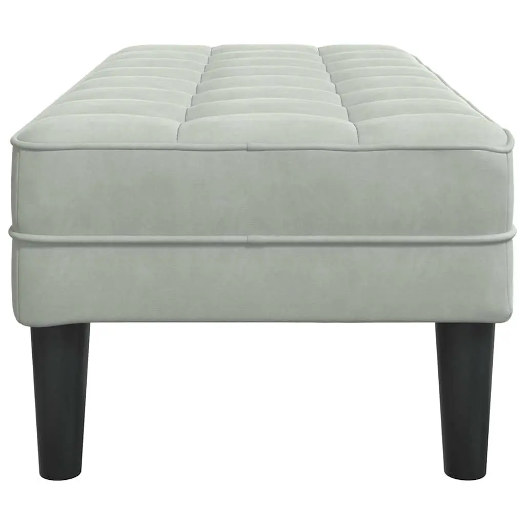 Bench with Cushion Light Grey Modern Velvet Ottoman Living Room Seating
