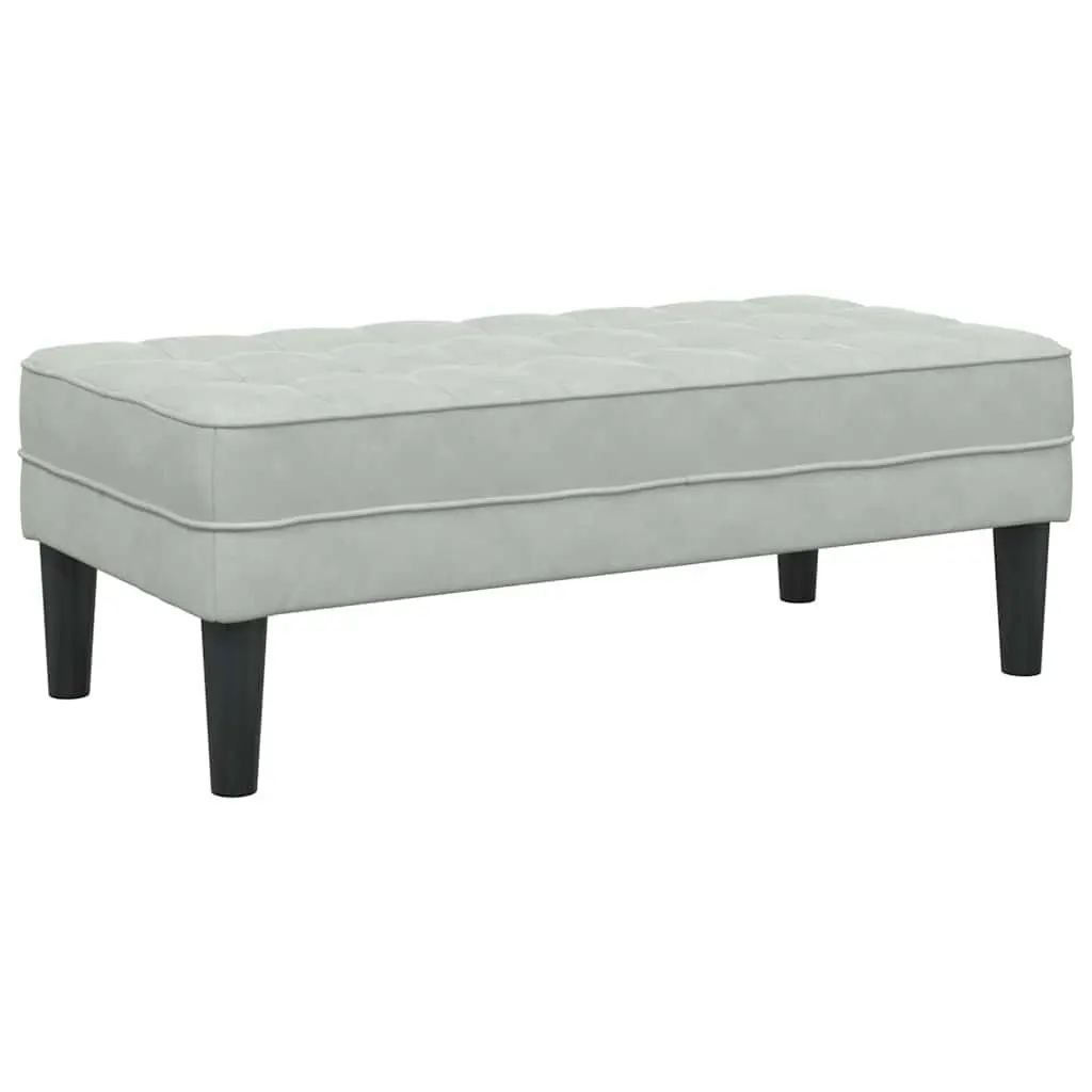 Bench with Cushion Light Grey Modern Velvet Ottoman Living Room Seating