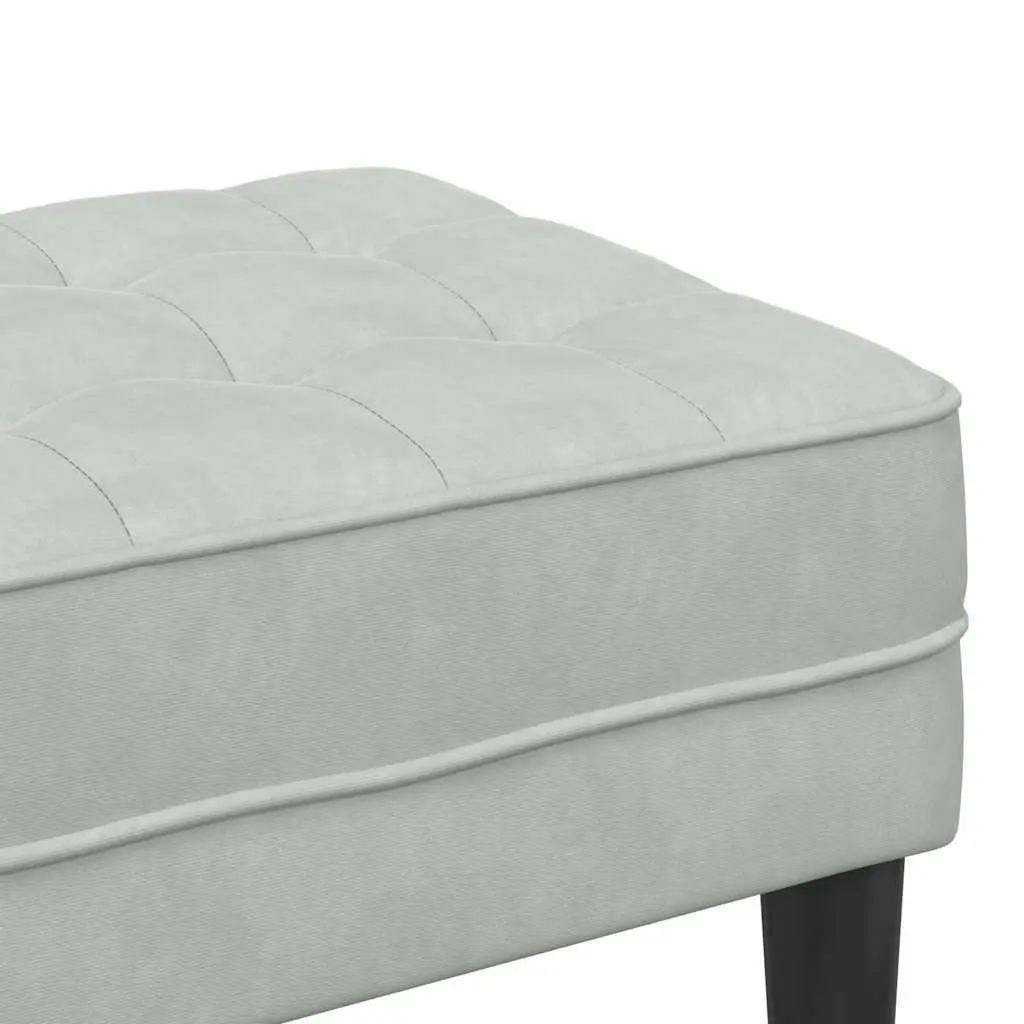 Bench with Cushion Light Grey Modern Velvet Ottoman Living Room Seating