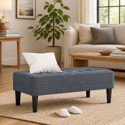 Dark Grey Bench Ottoman: Compact and Stylish