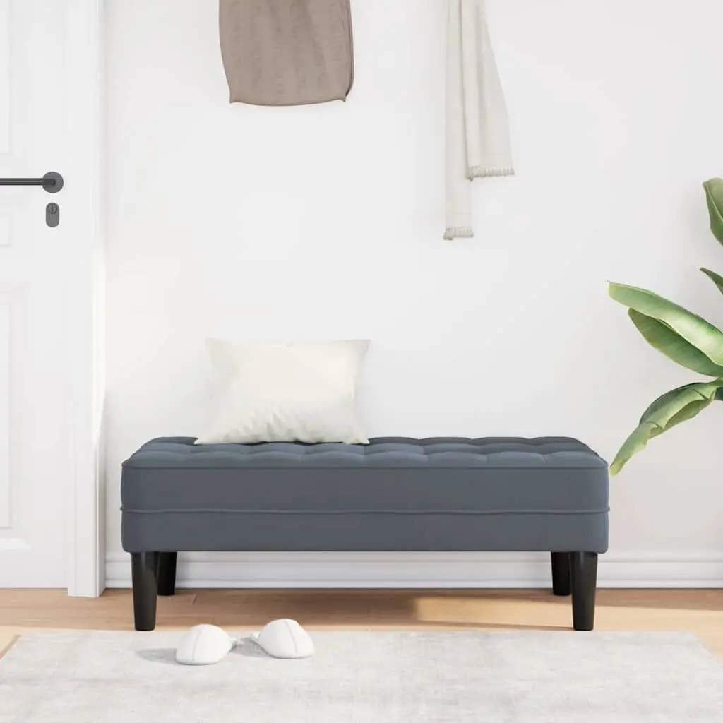 Bench Ottoman Dark Grey 113 x 57 x 39 cm Velvet Cushioned Seating