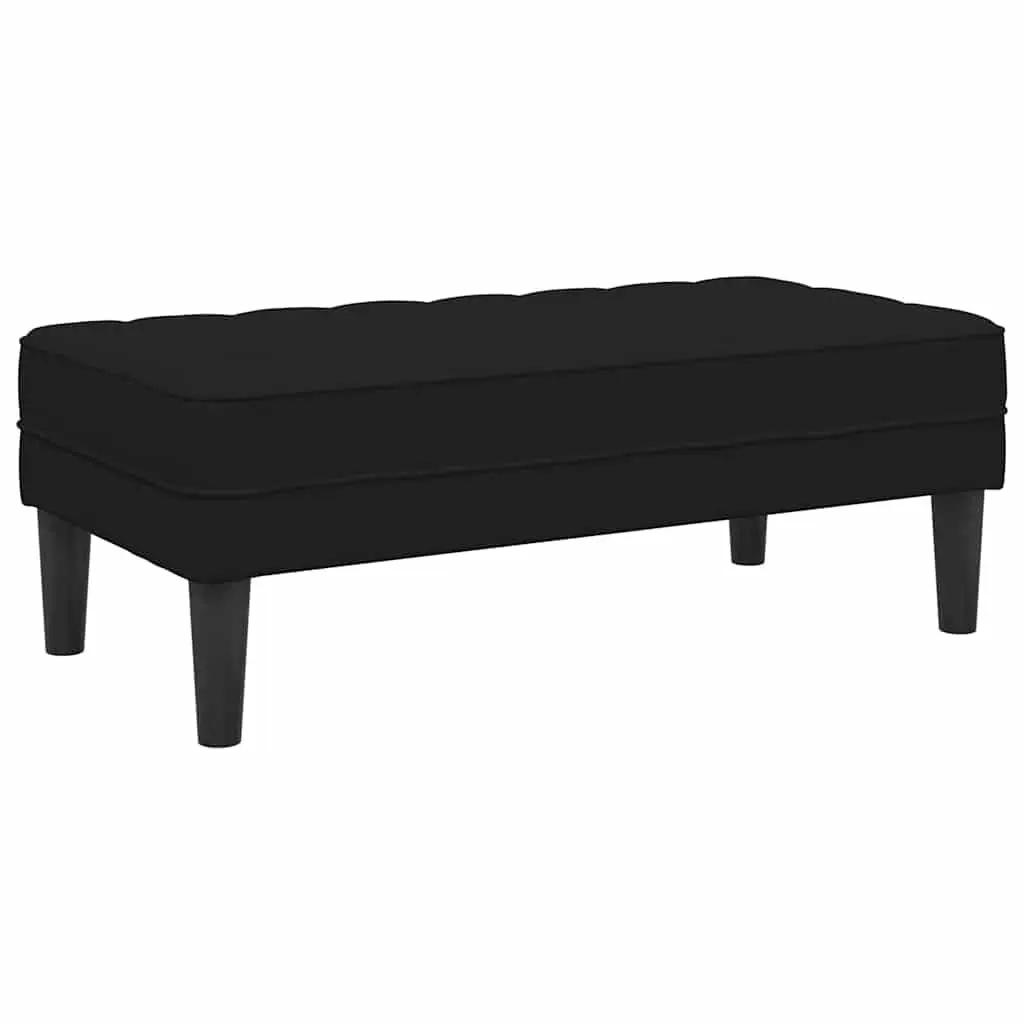 Black Velvet Bench with Cushion Ottoman Seating Plywood Legs Modern Furniture