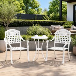 Outdoor Garden Chair 2 Pieces White 55 x 56.5 x 91cm Vintage Style Seating