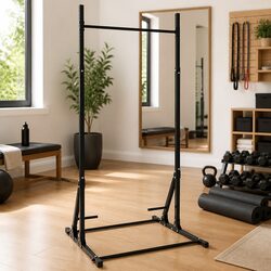 Pull-Up Bar Station Adjustable Height Home Gym Exercise Fitness Training Black