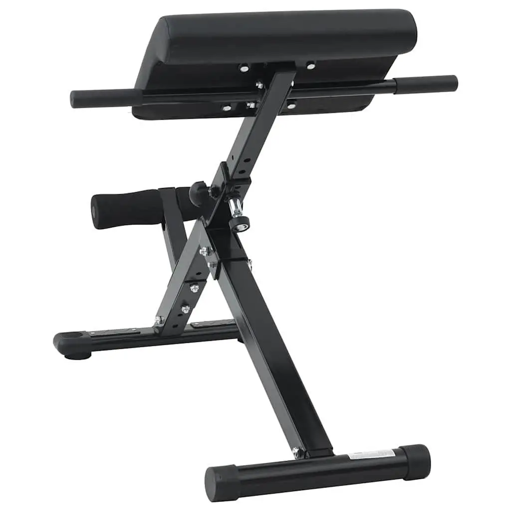 Hyperextension Bench Black Adjustable Foldable Manual Core Strength Training