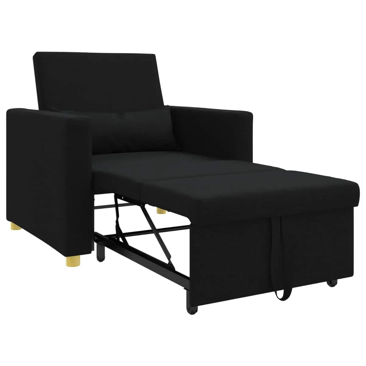 Single Sofa Bed Black 3-in-1 Convertible Armchair Lounge Recliner