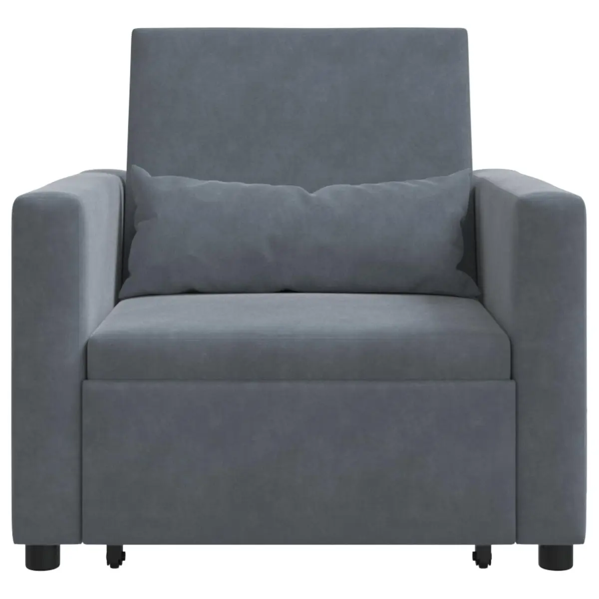Single Sofa Bed Pull Out with Wheels Convertible Chair Recliner Grey Velvet