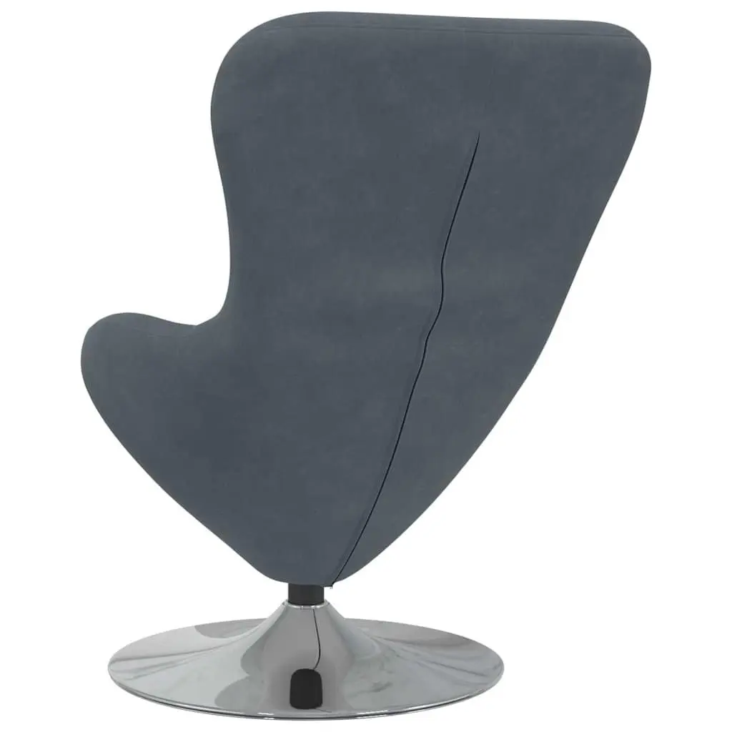 Egg Chair Grey Velvet 360-Degree Swivel Modern Minimal Lounge Armchair