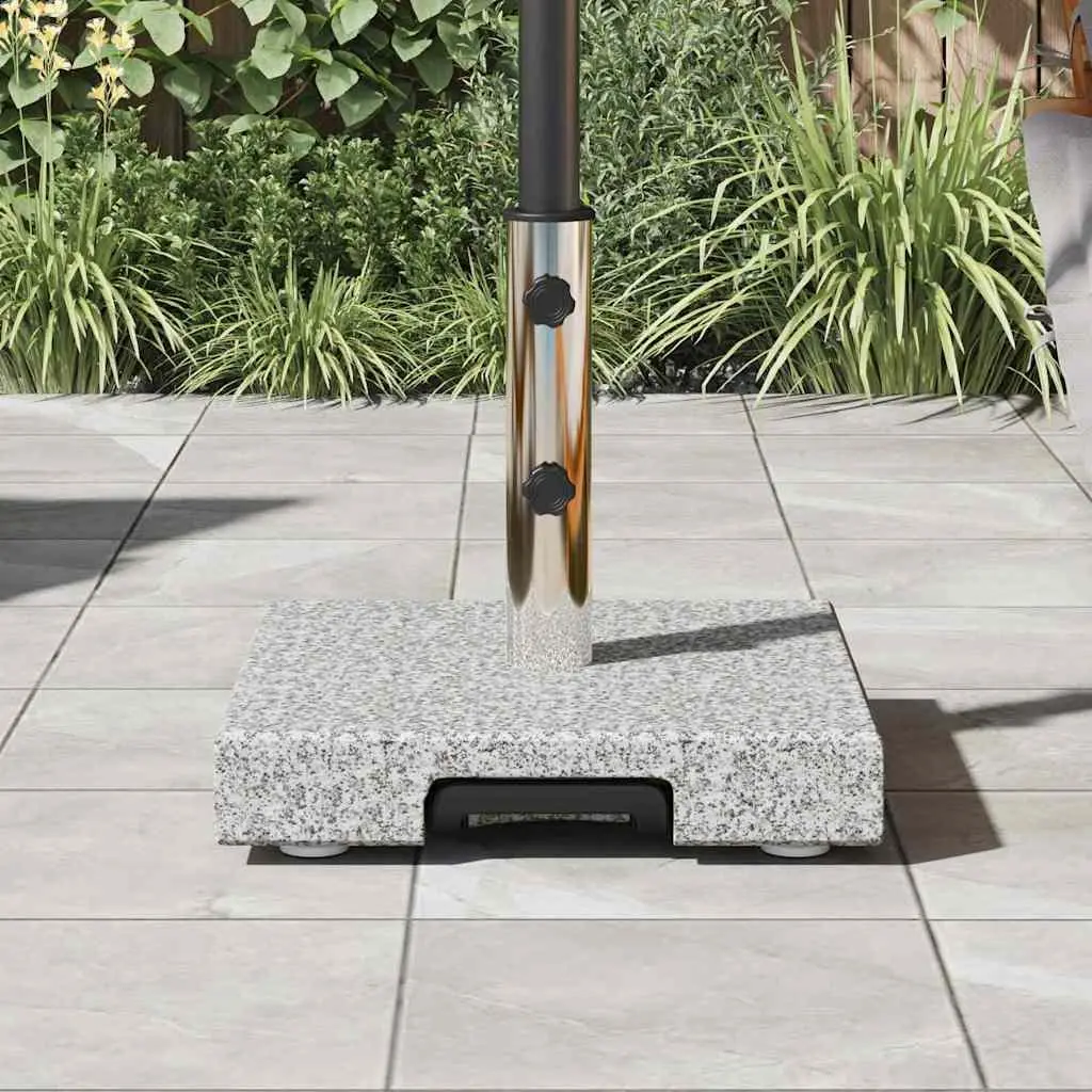 Granite Parasol Stand Grey 41 x 41 x 37 cm Outdoor Umbrella Base with Wheels