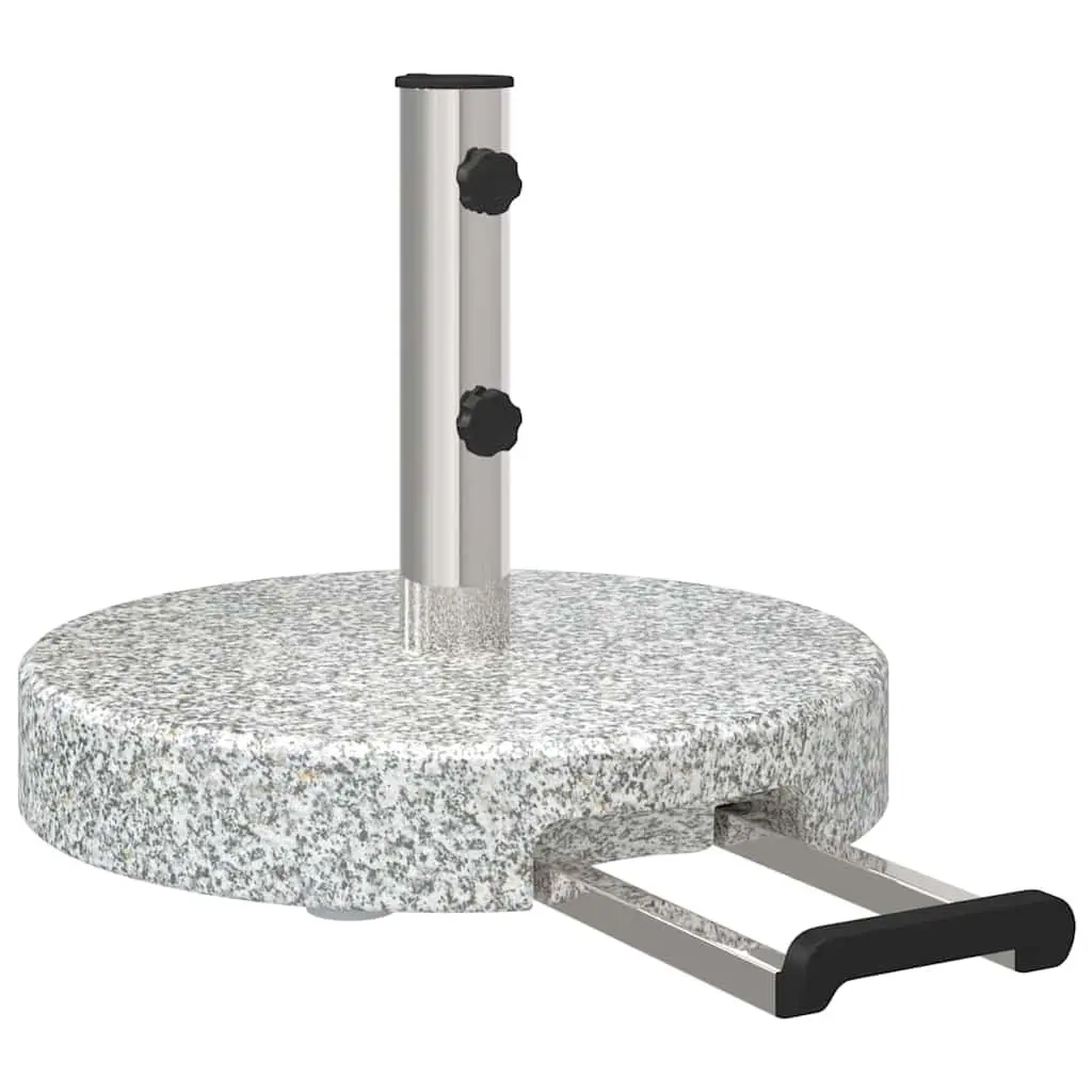 Parasol Base Grey Granite Outdoor Umbrella Stand Weighted with Wheels