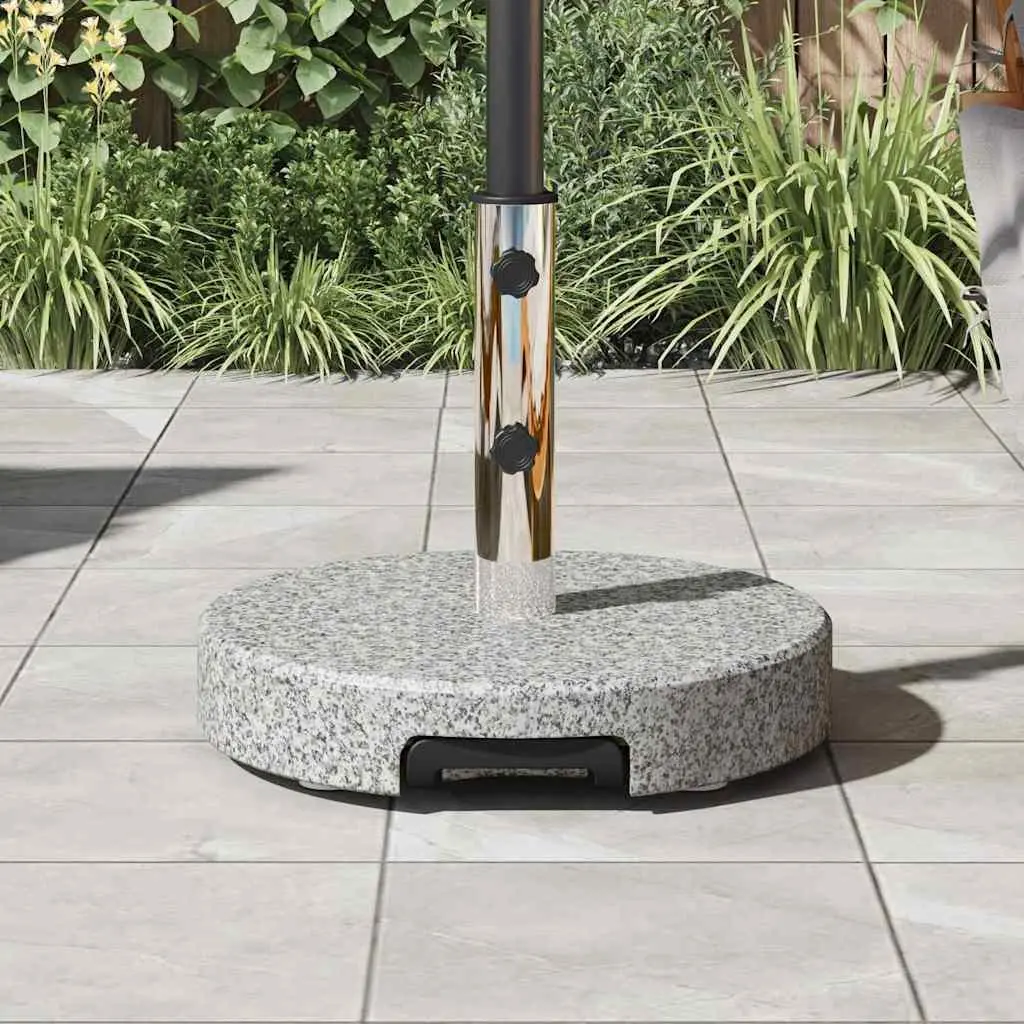 Parasol Base Grey Granite Outdoor Umbrella Stand Weighted with Wheels