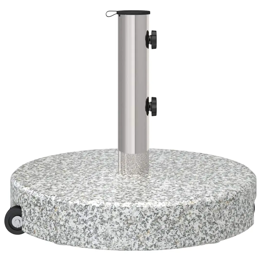 Parasol Base Grey Granite Outdoor Umbrella Stand Weighted with Wheels
