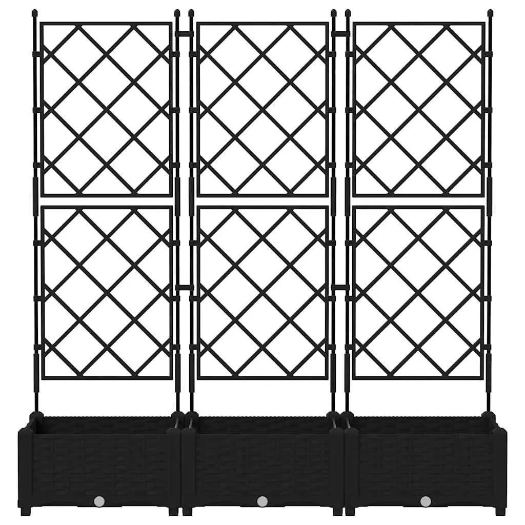 Garden Planter Set Black 120x40x125.5cm Durable Polypropylene Outdoor Pots Large