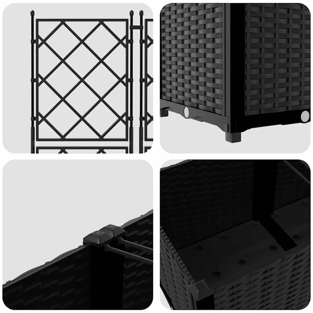 Garden Planter Black 120 x 40 x 143 cm Durable Polypropylene 3 Piece Set Indoor Outdoor
