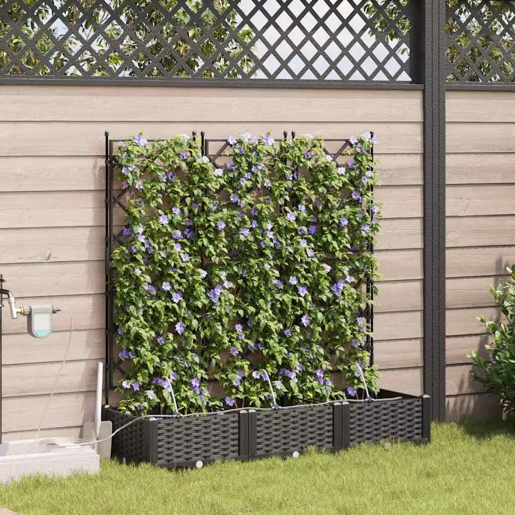 Garden Planter Pot Black 3 Piece Set Large Spacious Modern Outdoor