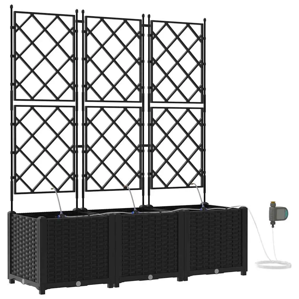 Garden Planter Set 3 pcs Black Large Outdoor Pots Terrace Planting Container