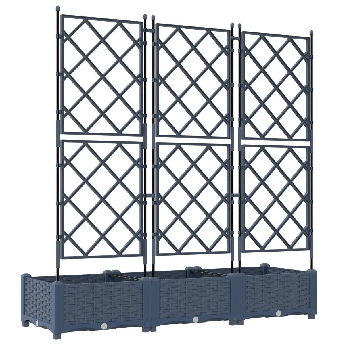 Garden Planter Grey 120x40x125.5cm Weather Resistant Polypropylene 3 Piece Set
