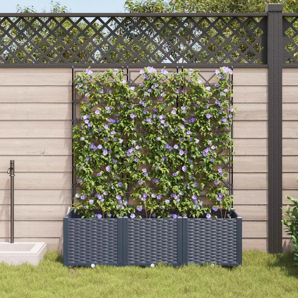 Garden Planter Grey 3 Piece Set Large Outdoor Indoor Pots