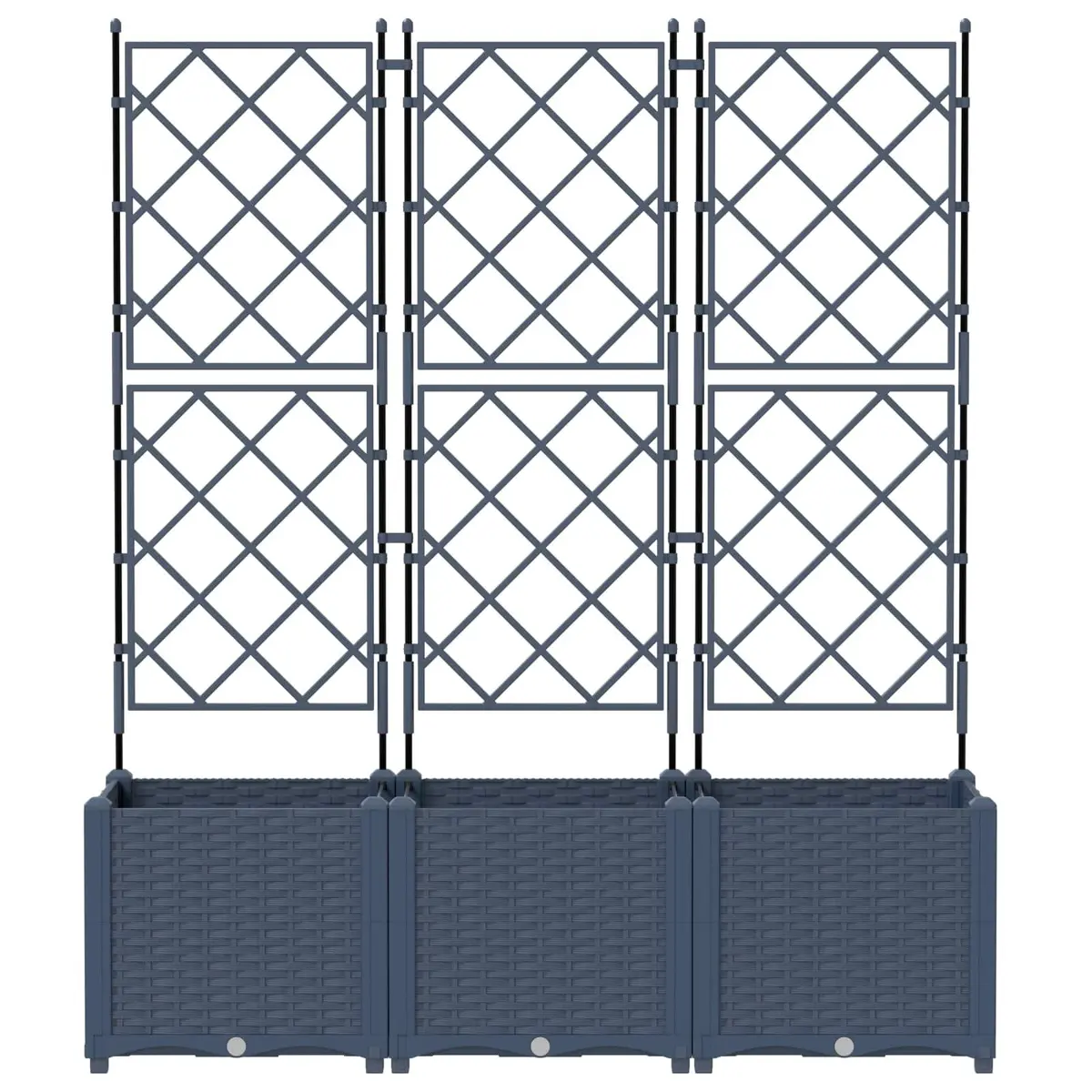 Garden Planter Grey 3 Piece Set Large Outdoor Indoor Pots