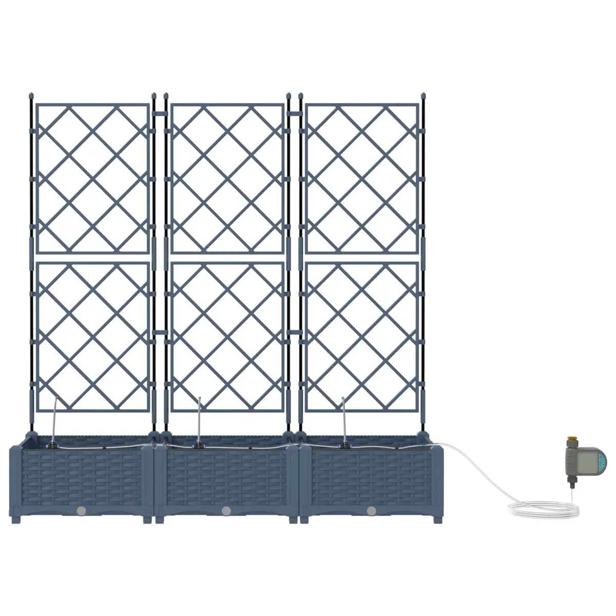Garden Planter Set Grey Large Modern Polypropylene 3 Piece