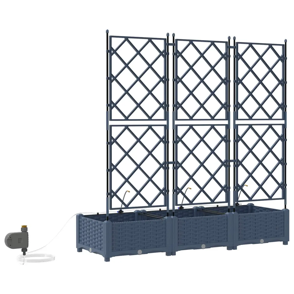 Garden Planter Set Grey Large Modern Polypropylene 3 Piece