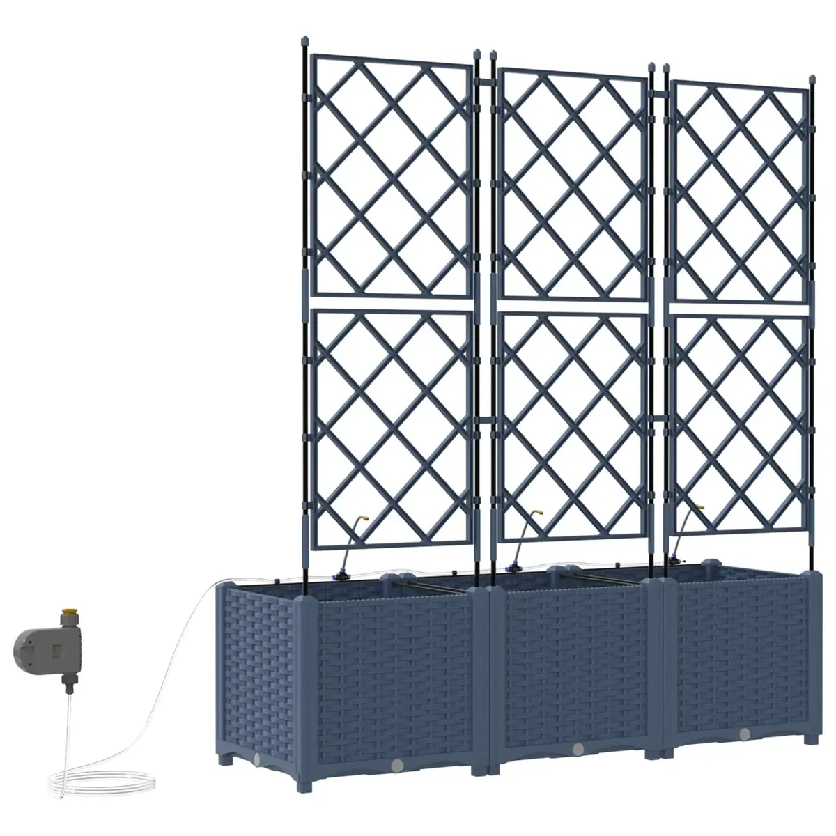 Garden Planter 3-Piece Set Grey Outdoor Pot Large Modern Stylish Patio Yard