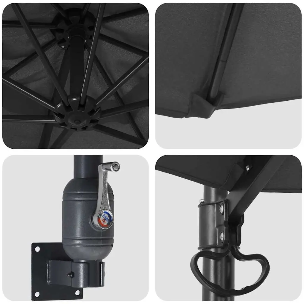 Garden Parasol Anthracite Large Cantilever Outdoor Sunshade with Tilt Mechanism