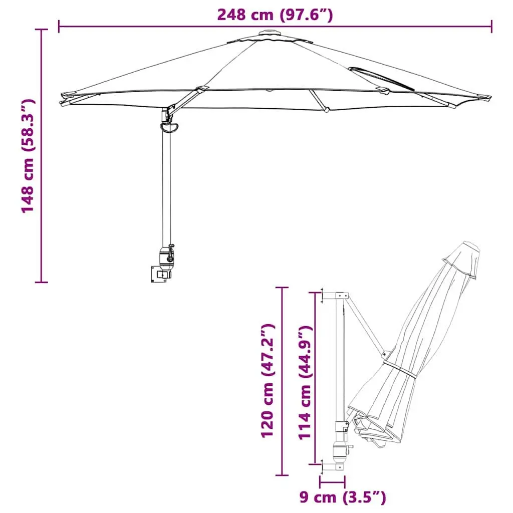 Garden Parasol Anthracite Large Cantilever Outdoor Sunshade with Tilt Mechanism